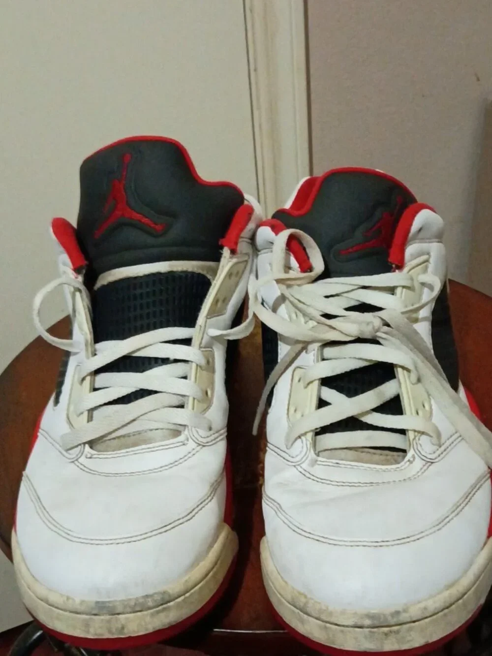 Nike Air Jordan 5 Retro Low 2015 White/Fire Red - Black 819171-101 Size 12